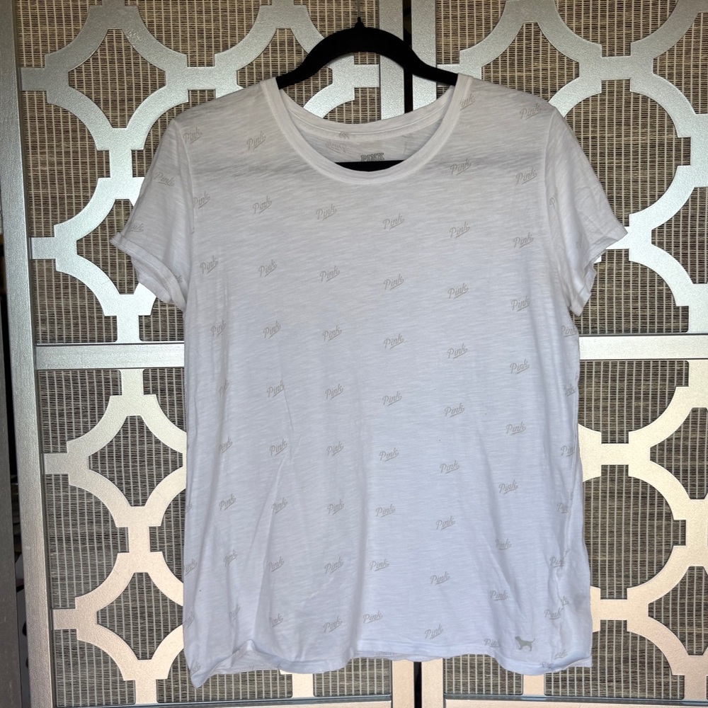 PINK Victoria's Secret White Logo Tee